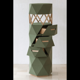 Trueliving Fancy Round Grey Side Console Table H 34" x W 12" x D 12"